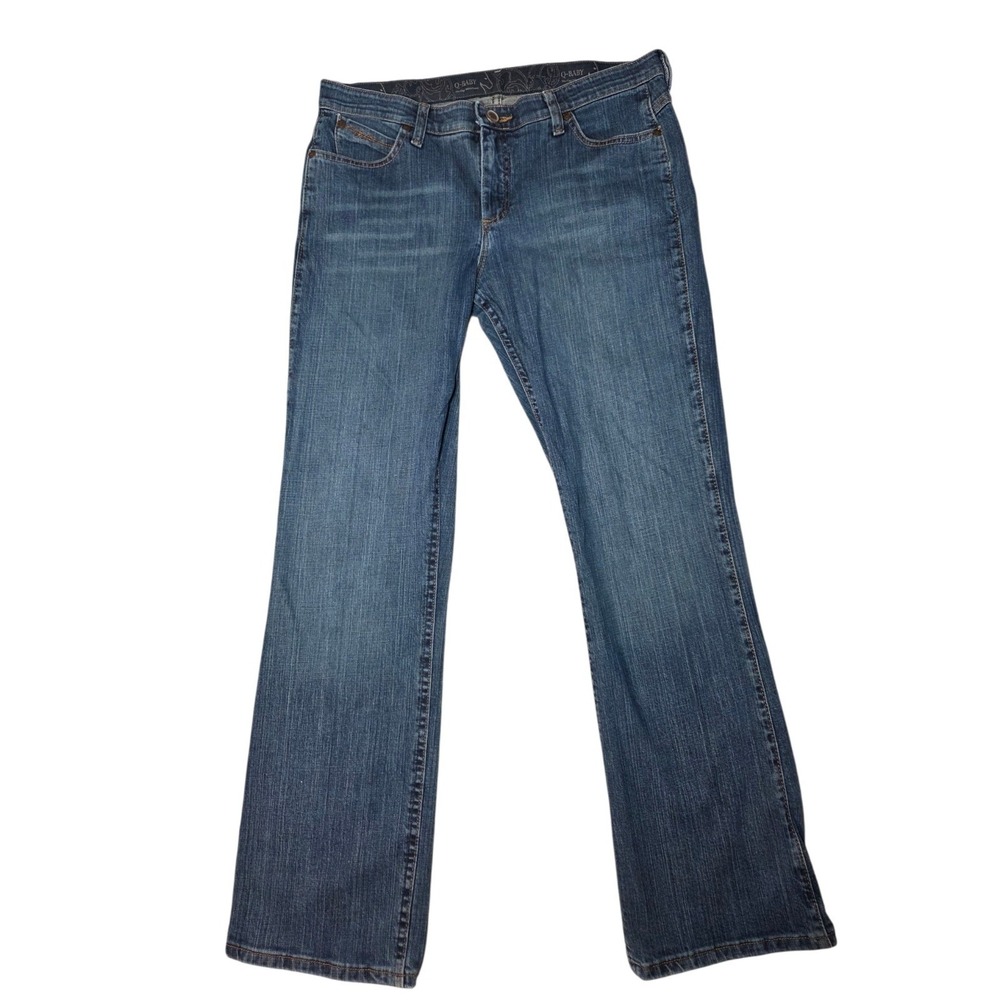Wrangler Q-Baby Boot Cut Mid Rise Medium Wash Jeans 11 (33x32) Cowgirl Rodeo